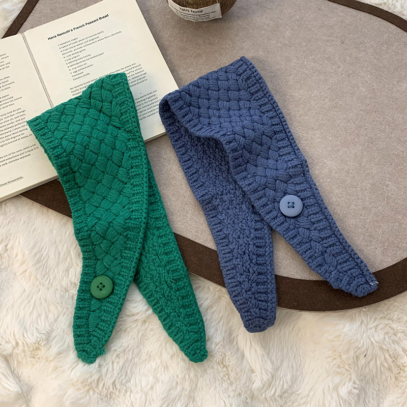 Nuevo botón de color caramelo tejido bufandas cortas para mujeres otoño y invierno estilo coreano de decoración universal protector de cuello bufandas cuello