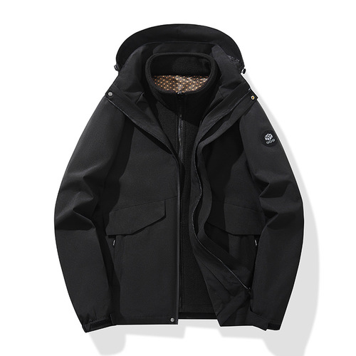 Outdoor jacket logo thickened down cotton windbreaker jacket windproof waterproof jacket work clothes printed