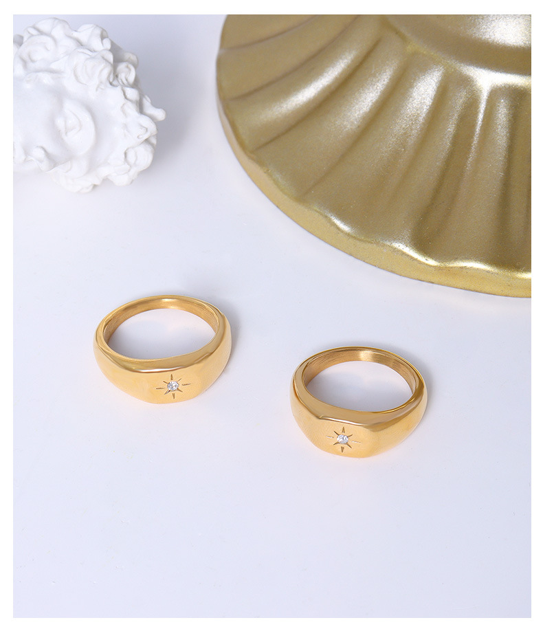 European and American jewelry inlaid zircon design titanium steel plated 18k gold finger ring