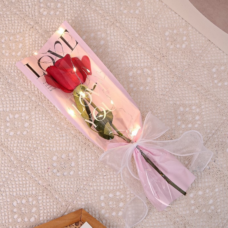 Bolsa de embalaje de ramo de examen de ingreso a la universidad Bolsa de embalaje de ramo transparente al por mayor individual Material de embalaje de flores de floristería Temporada de graduación Bolsa de embalaje de flores