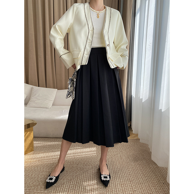 Sinan ハイエンドテクスチャードスタックコントラストカラーウェビングジャケットスモールフレグランススタイルショートスタイル 2024 秋冬スタイル SN2936|undefined