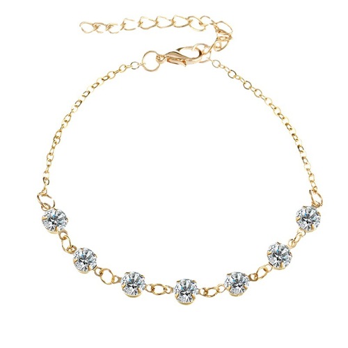 European and American cross-border accessories Summer simple fashion anklets Rhinestone hoop single-layer anklets