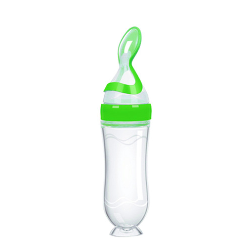 Baby rice cereal spoon with suction cup silicone rice cereal bottle baby silicone milk bottle squeeze type rice cereal feeding tableware wholesale