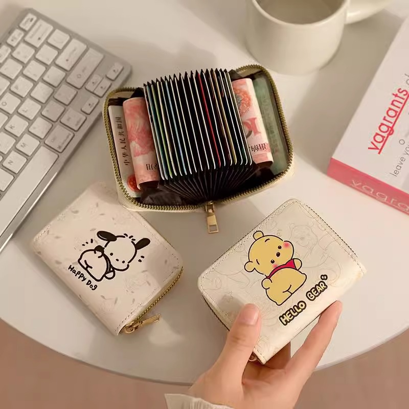 Cartoon multi tarjeta de gran capacidad mini cartera encantadora tarjeta de visita tarjeta de identificación tarjeta de licencia de conducir cubierta para mujeres