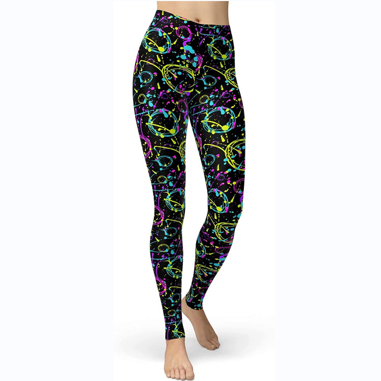 Abbigliamento da donna multicolore stampato slim fit fianchi sollevamento snellente grandi dimensioni corsa yoga fitness leggings_voghion.com