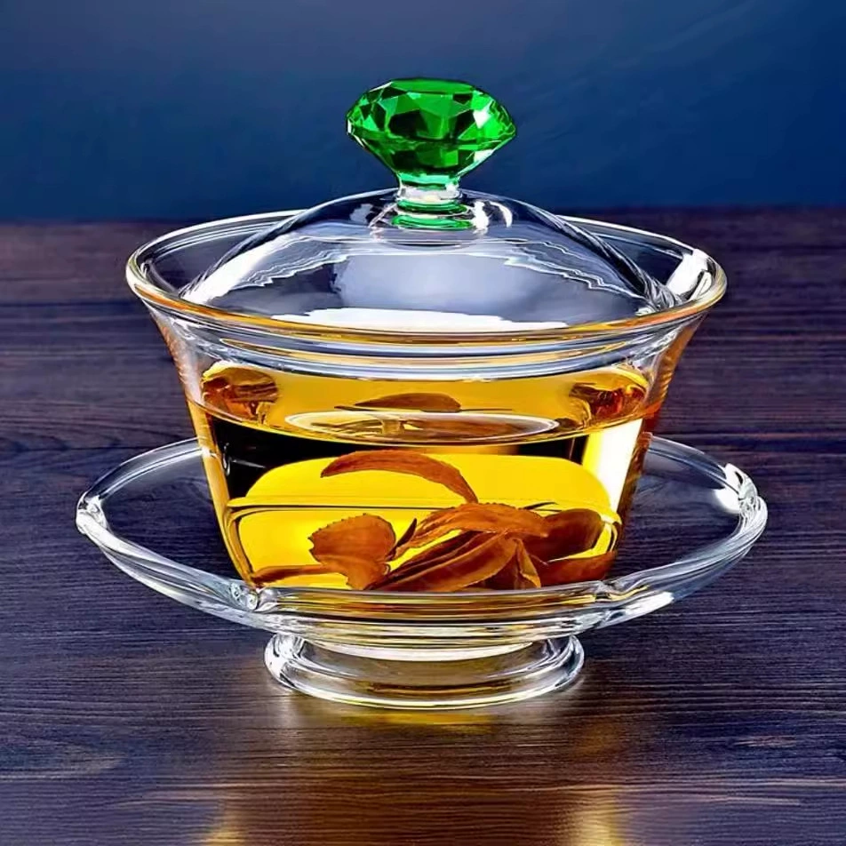 Glass tea set, big transparent teapot handmade, tea cup, increased thickness
