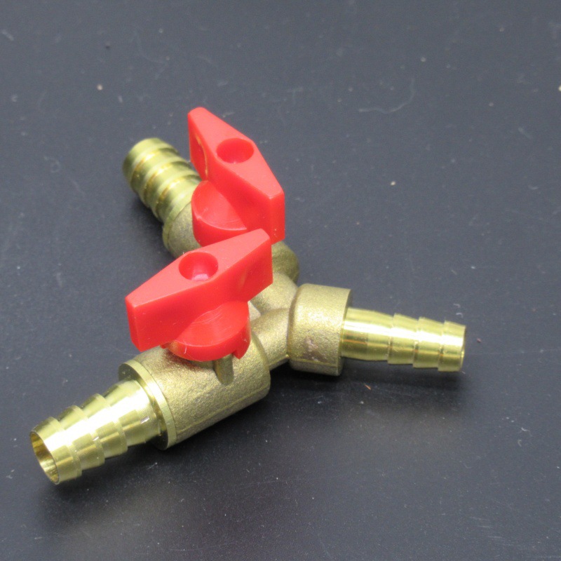 10mm变8mm人字变径三通宝塔铜球阀 水暖坑三叉开关阀 三通气嘴阀