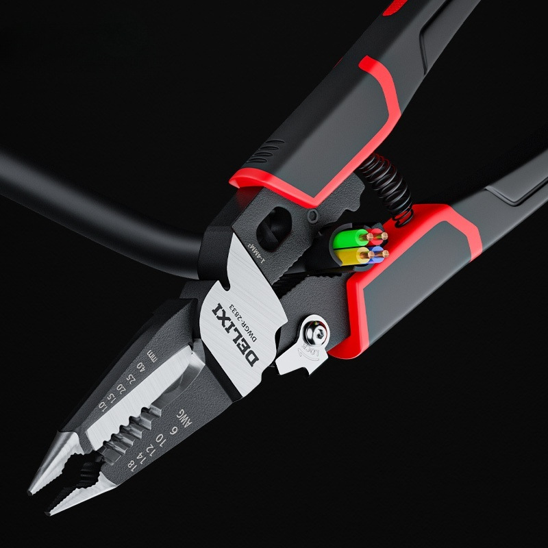 批发德力西9合1多功能剥线钳剪线钳电工工具钳子拨线钳剥线皮批发