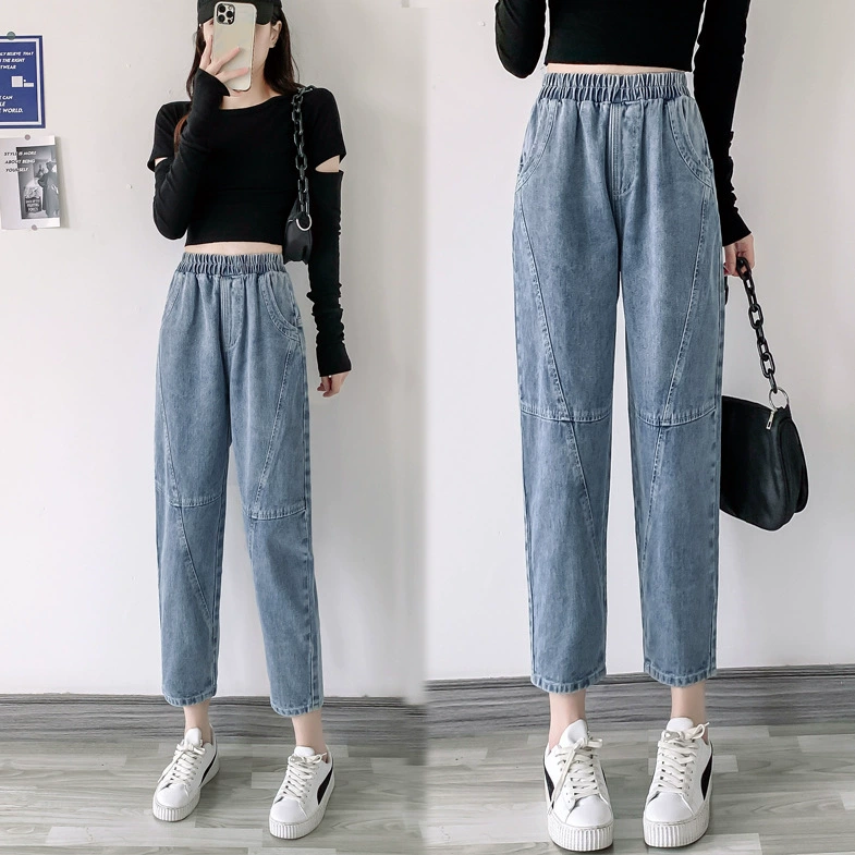 200 кг 300 кг 350 кг пухлые девушки с эластичной талией студенческие джинсы Harlan брюки плюс толстые женские брюки очень больших размеров