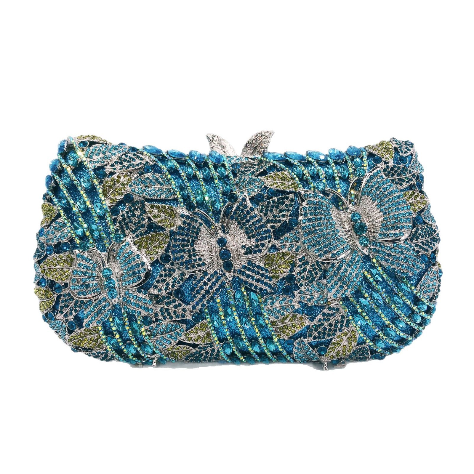 Bolsa de cena de diamante de mariposa Europa y los Estados Unidos nuevo vestido de fiesta de moda bolsa de mano de gemas bolsa de cena de diamante azul duro