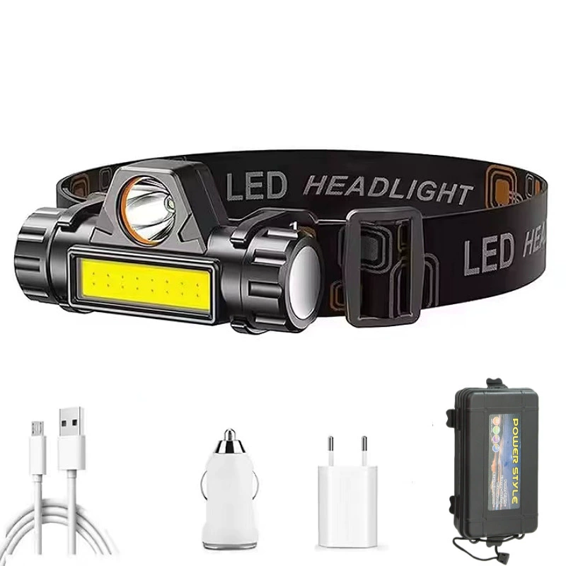 Светодиодный сильный свет головная лампа COB двойной источник света ближнего и дальнего света двойного назначения USB зарядный ремень магнит мини-наголовная рабочая лампа