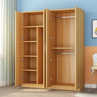 Wardrobe for Home Bedroom Economical Simple Rental Room Solid Wood Simple Small Apartment Storage Cabinet Direct Delivery