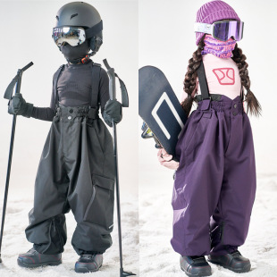 Imgo Children's 3L fleece-lined Ski Pants Boys and Girls Loosen Large PP Pants Outdoor Ski Pants Single and Double Board Equipment