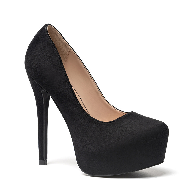 Women's Shoes, Super High Heels, Round Toe, Shallow Mouth, Waterproof Platform, Stiletto Heels, Suede Flats, Sexy Nightclub Versatile Princess Shoes