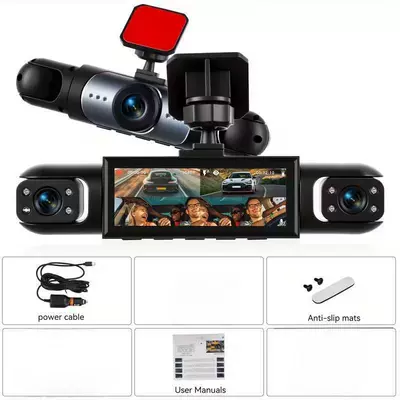 Four Cameras Displaying and Recording – Driving recorder - triple-lens-no-card-no-wifi
