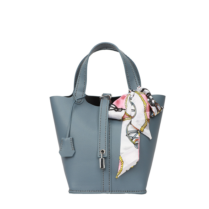 DIY große Handtasche Materialtasche Hong Kong Stil Retro Seidenschal neue weiche Leder Gemüsekorb handgenähte Tasche Eimertasche_voghion.com