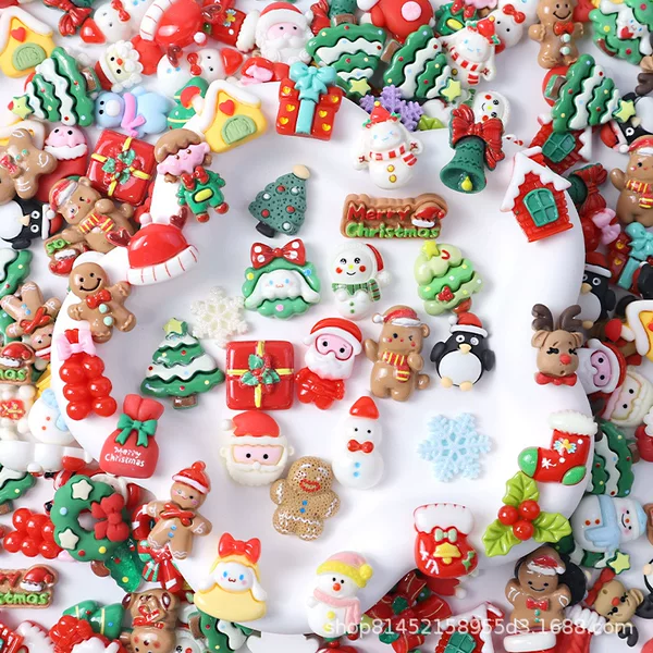 Fengqi Ornaments Christmas Tree Santa's Staff Reindeer Resin Accessories Perforated Snowflake Christmas Snowflake Pendant