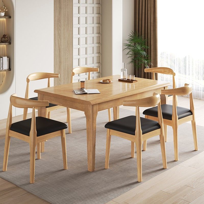 All Solid Wood Dining Table Home Nordic Log Style Rectangular Dining Table Coffee Table Homestay Small Apartment Integrated Tea Table