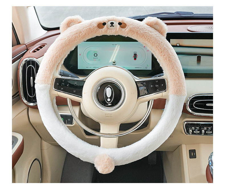 Blue Rain Car Steering Wheel Cover Winter Plush Warm Antifreeze Car Handle Cover Cute Car Steering Wheel Cover