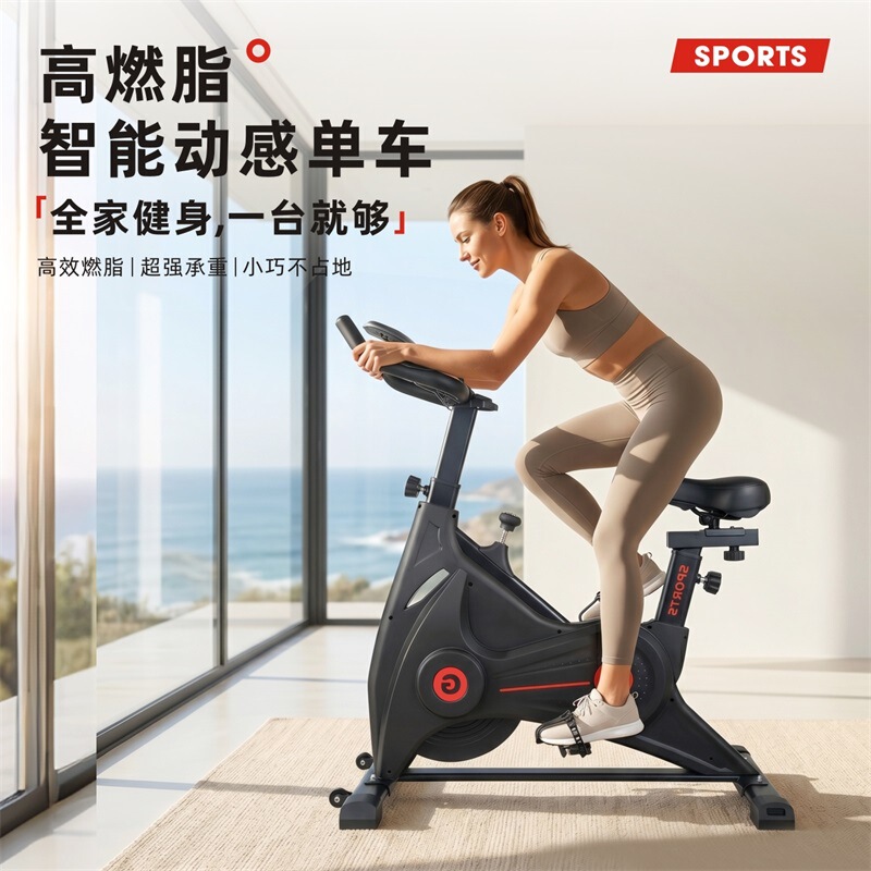 High-efficiency fat-burning home smart spinning bike, silent magnetic control exercise bike 102kg, compact design with no space occupation