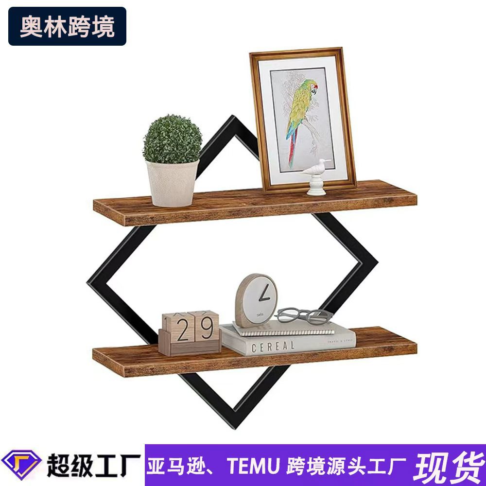 Estantes de pared de madera transfronterizos en el punto de fondo de pared de sala de estar vasos decorativos estantes de almacenamiento de artículos domésticos