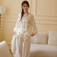 25 Years New Cotton Double Gauze Home Clothes Collarless Long Sleeve Bow Printed Loose Comfortable Pajamas suit