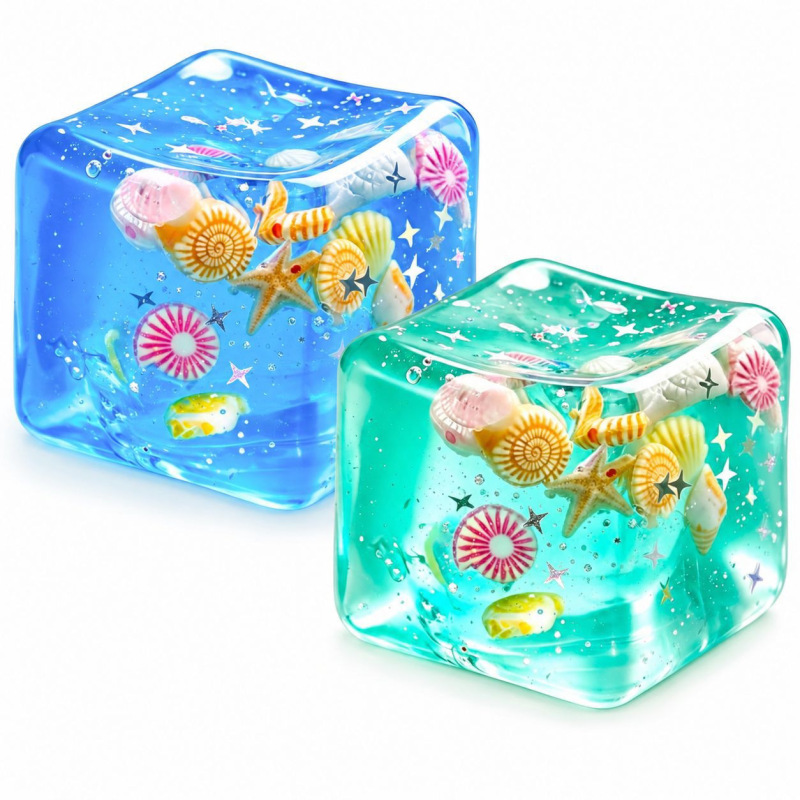 Ocean Shell Ice Cube Squeeze Toy Set, Transparent Malt Candy Stress Relief Toy, Slow Rebound, for Stress Relief and Venting