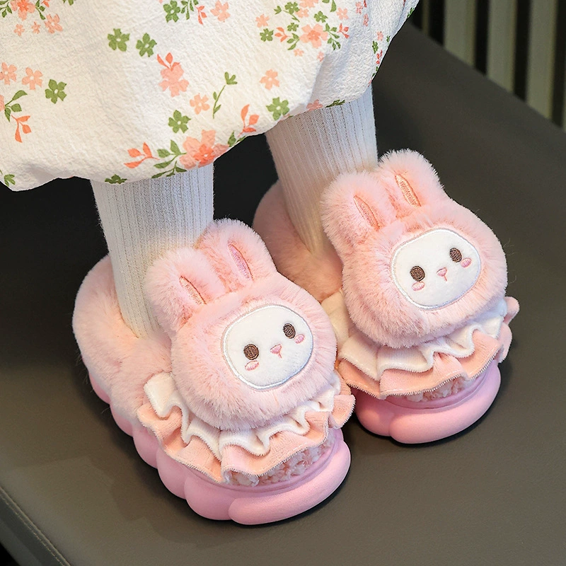 Осенние и зимние новые детские хлопковые тапочки для мальчиков и девочек в помещении милые мультяшные тапочки для девочек