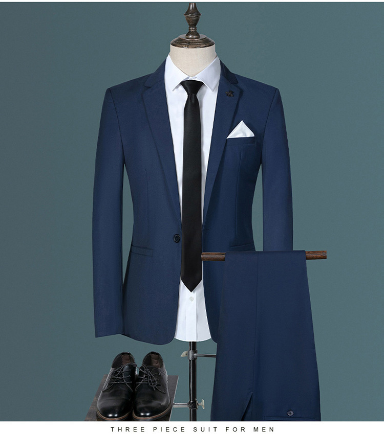 Three-piece Men's Slim Fit Suit Blazer Vest And Pants Set_voghion.com