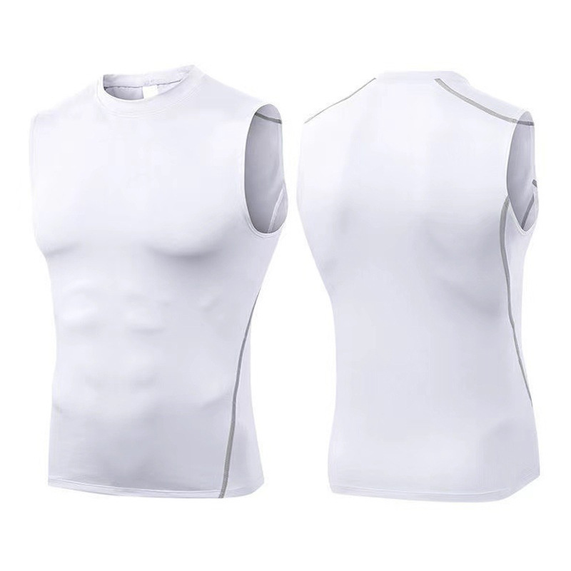 Men's T-shirt vest, summer sports solid color fitness trendy basketball sleeveless halter neck gym vest