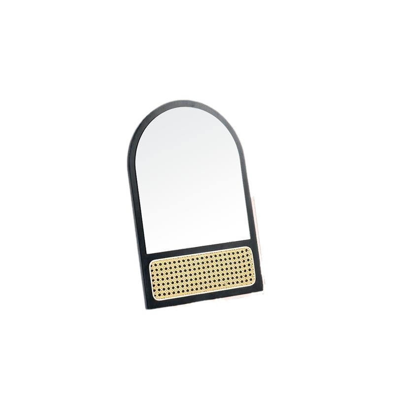 Espejo de maquillaje de madera retro dormitorio doméstico mirillo de caña mirillo de pared mirillo de escritorio mirillo de escritorio grande