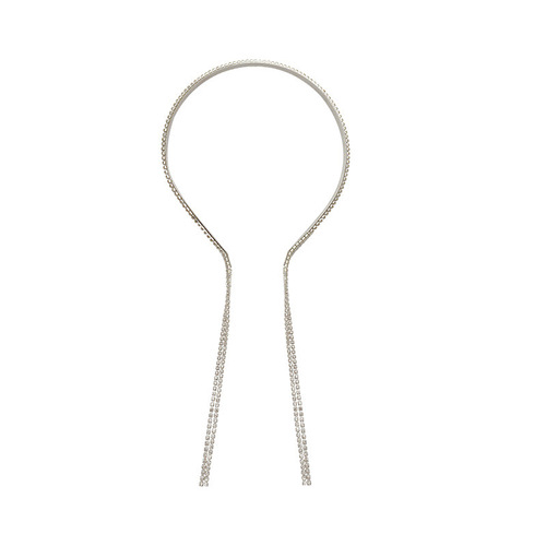 Dilireba's same temperament and personality rhinestone tassel headband for girls, versatile diamond-encrusted back-hanging hairpin hair accessories