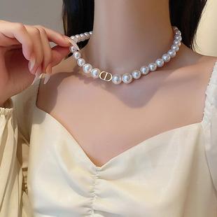 Pearl Retro Necklace Women's Ins Cold Style Neck Chain Accessible Luxury Niche Design 2022 New Trendy Lock Yukang