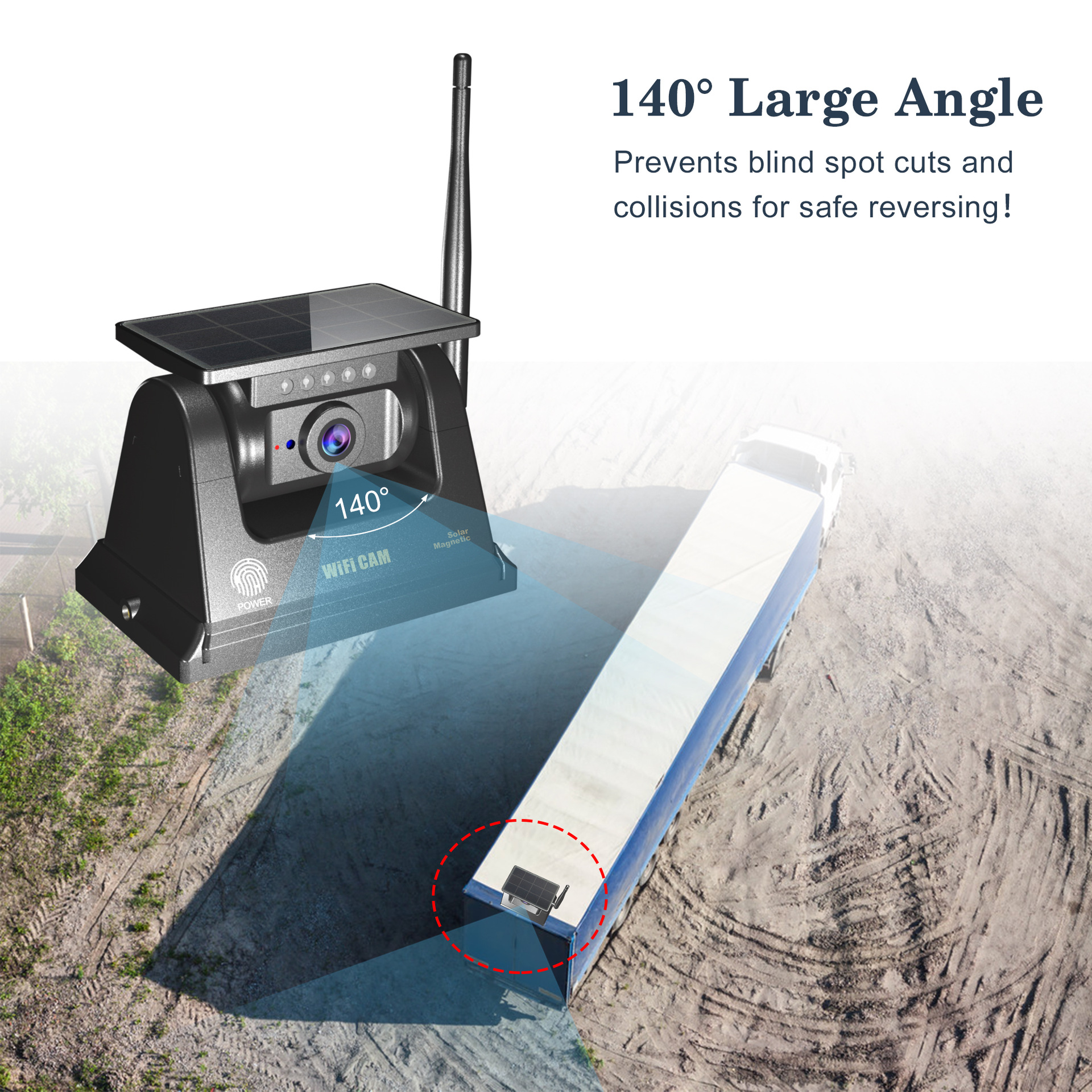 Cross-Border Trailer Waterproof Magnetic Reversing High-Definition 1080/720P Solar Wireless Wifi Car Camera