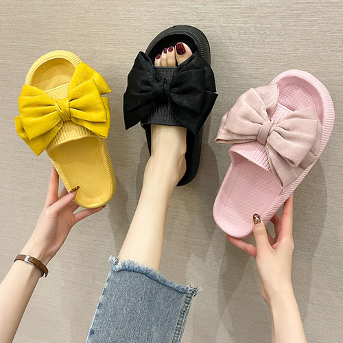  new thick-soled sandals for women summer outer wear bow non-slip indoor cute sponge cake beach one word