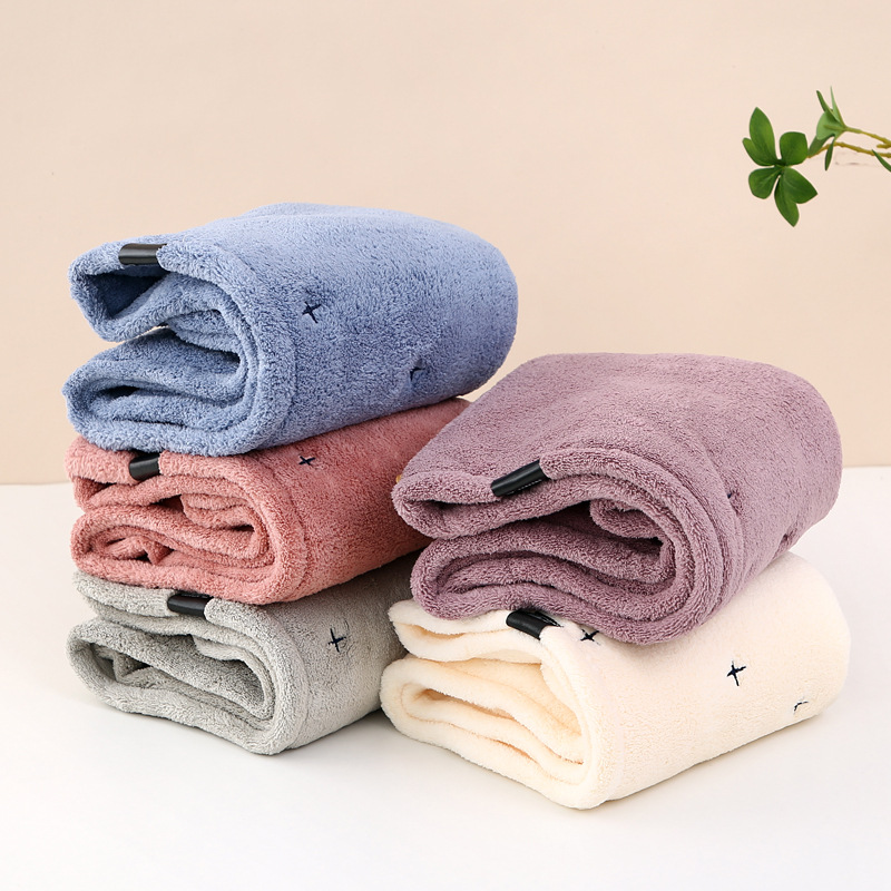 Touca de Banho de Coral Fleece Grossa, Macia, Resistente, Absorvente e de Secagem Rápida - Nova Toalha para Secar Cabelo - Uso Doméstico_voghion.com