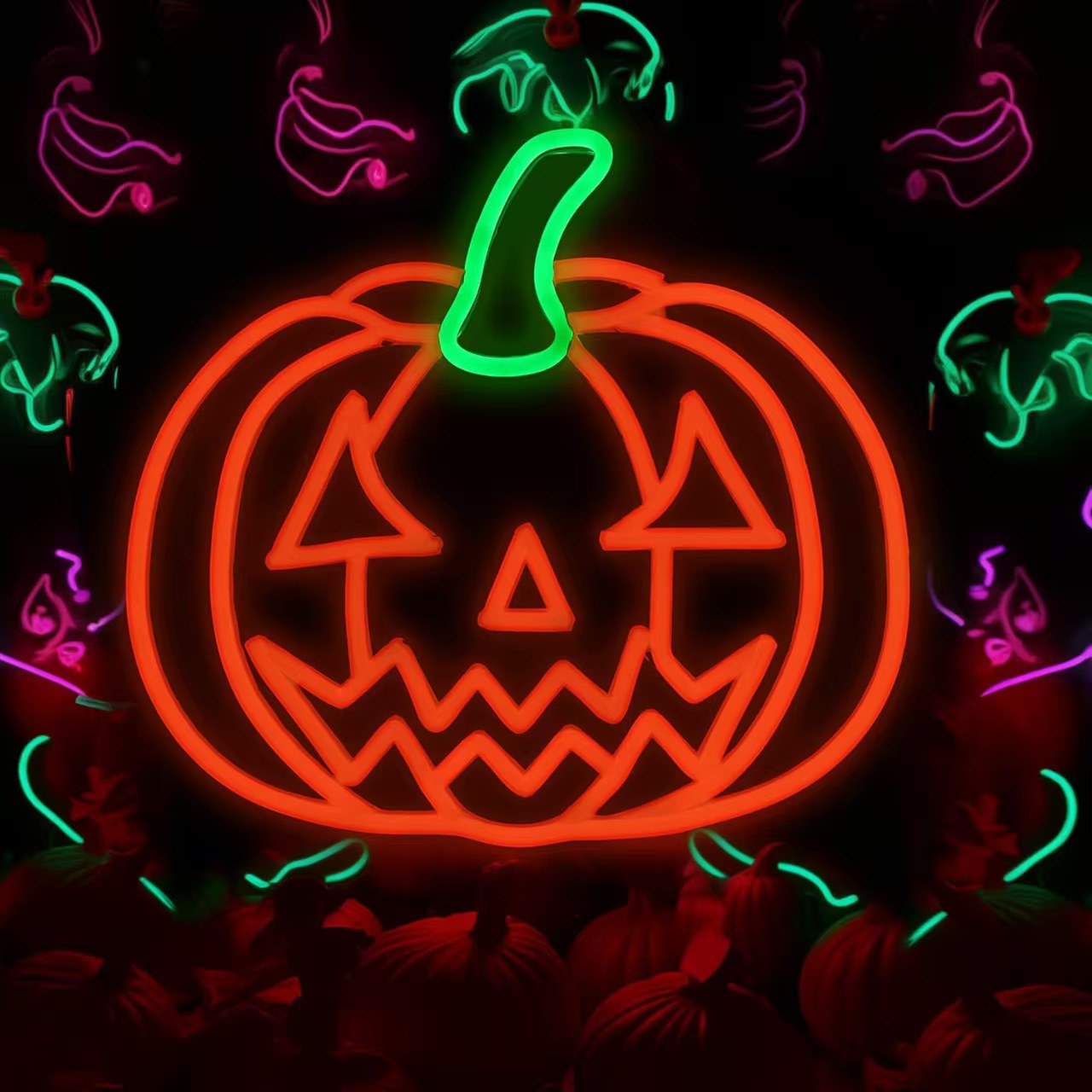 Luz de neón transfronteriza amazónica personalizada calabaza fantasma de Halloween luces decorativas happy Halloween atmósfera