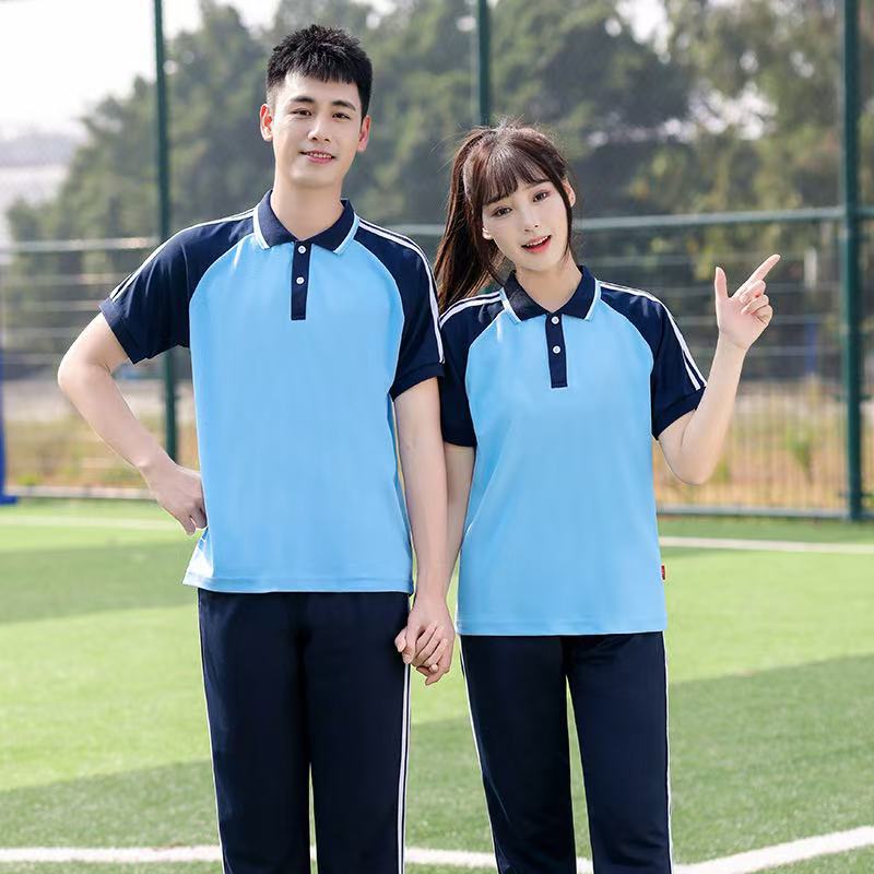 Summer Junior High School Student Uniform suit High School Student Male and Female Class Uniform T-shirt Technical College Sports Leisure Group Uniform