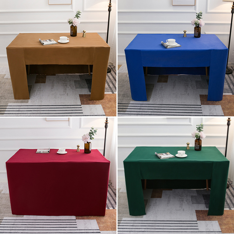 Meeting Tablecloth Rectangular Tablecloth Fabric Event Exhibition Sign-in Table Skirt Hotel Solid Color Tenny Tablecloth Tablecloth Cover