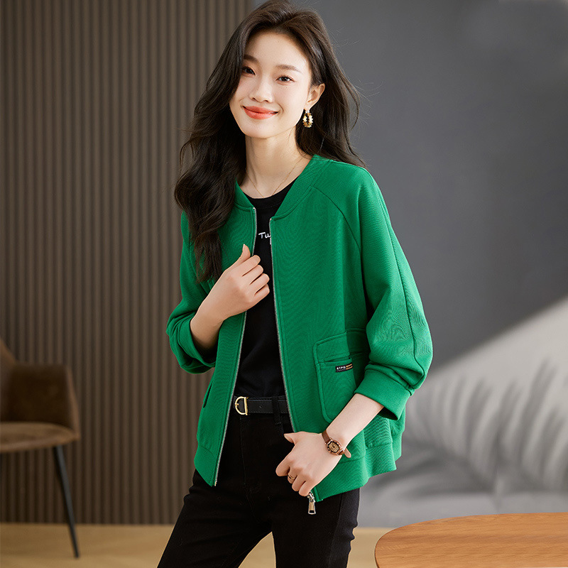 Women's short coat 2024 spring new Korean style slim casual stand collar zipper top L3519