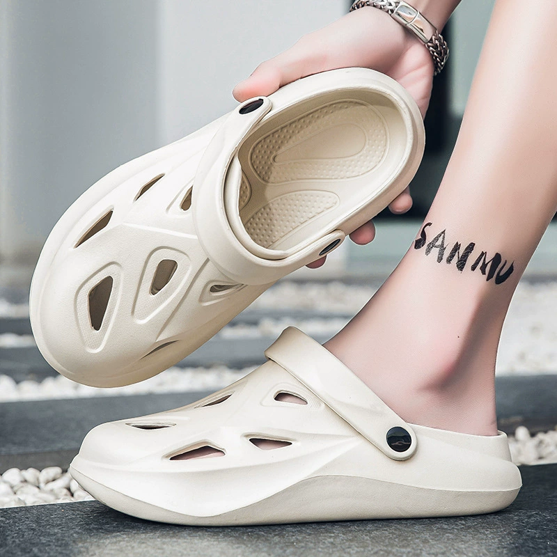 Новые туфли с дырками, мужские летние сандалии Baotou на толстой подошве и тапочки для верхней одежды, повседневная обувь двойного назначения, ленивая пляжная обувь