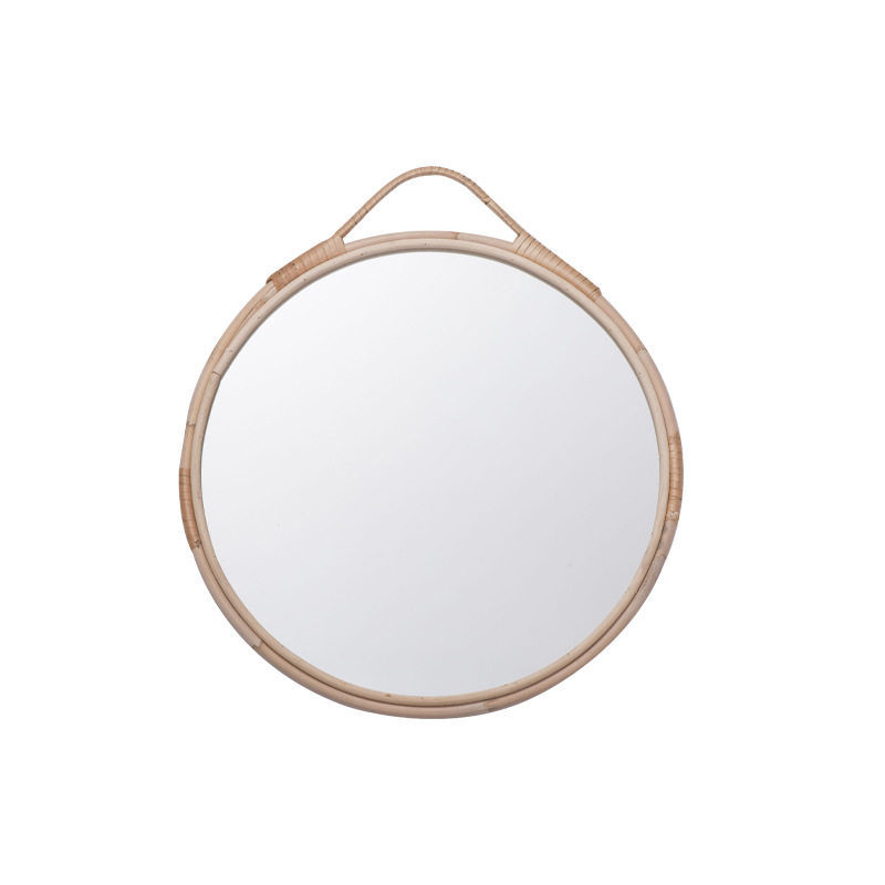 Espejo de ratán en línea celebridad cama y desayuno pasillo espejo redondo espejo decorativo hecho a mano arte tiro sala de estar colgante de pared espejo cosmético