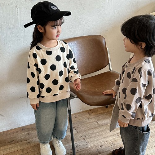 Children's sweatshirts boys long-sleeved autumn clothes  new spring and autumn style polka dot little girls tops baby clothes