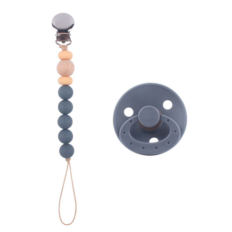 Nuevo bebé suministros chupete DIY creativo bebé silicona mordedura molar pezón cadena traje de dos piezas