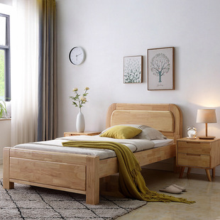 1 meter 2 solid wood bed 1 meter 2 single bed 1.2 adult small apartment children's bed 1.35m air pressure high box storage bed