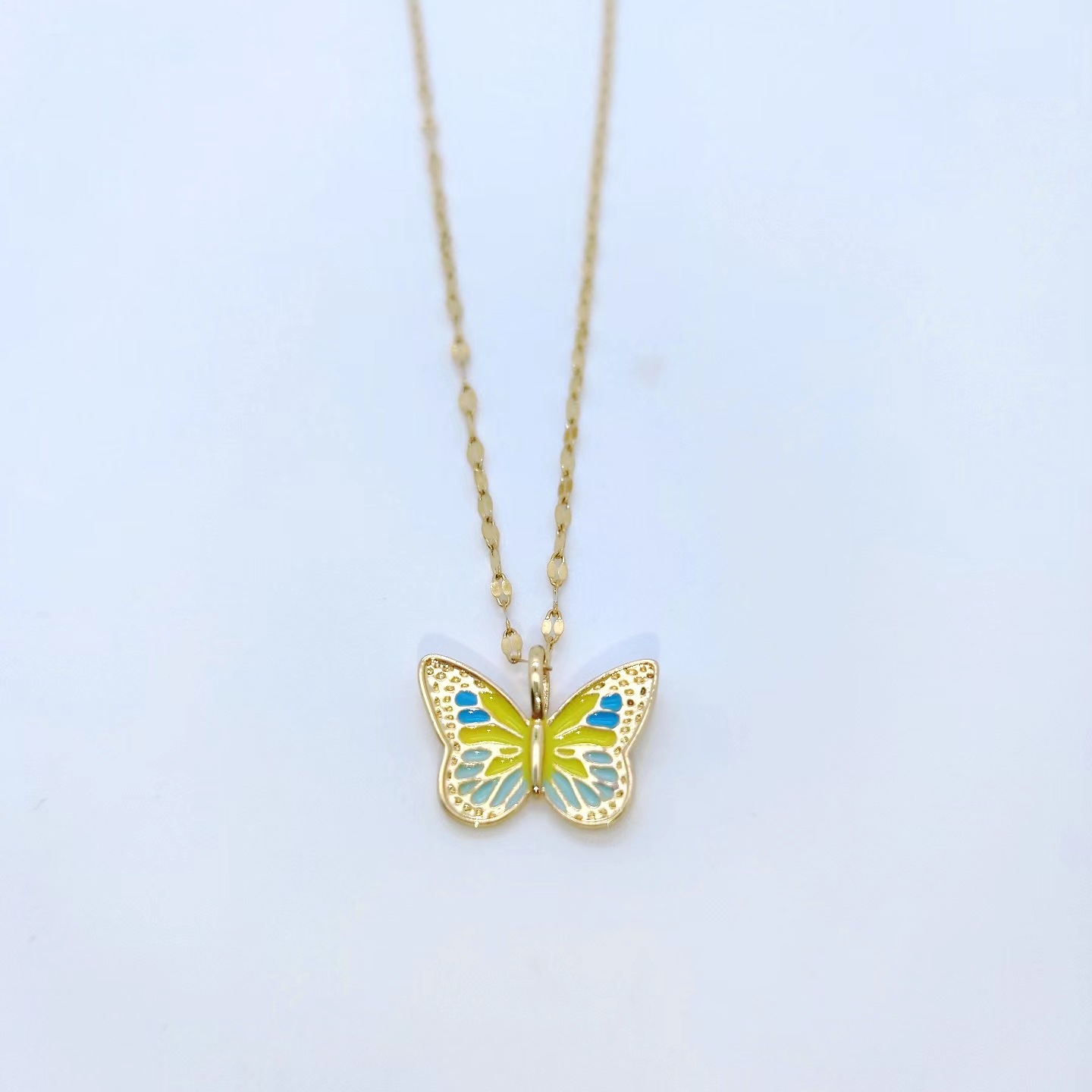 Pastoral Butterfly Titanium Steel Pendant Necklace Plating Stainless Steel Necklaces 1 Piece