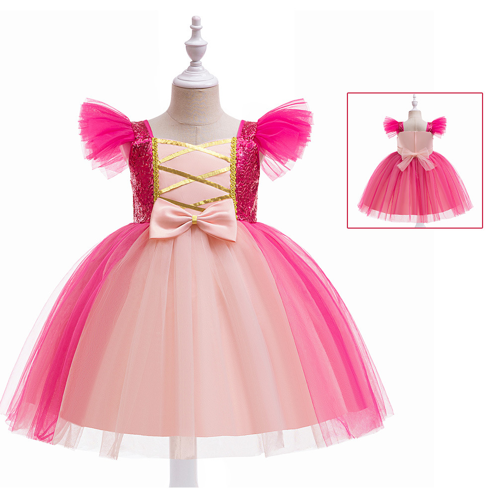 Bella durmiente princesa Sofía vestido infantil Rapunzel vestido de niña cumpleaños COS espectáculo vestido de fiesta