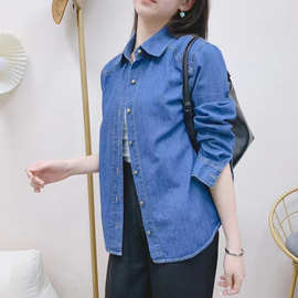 2025年新款牛仔衬衫女士夏款轻薄中长款衬衣女外穿中老年全棉砂洗