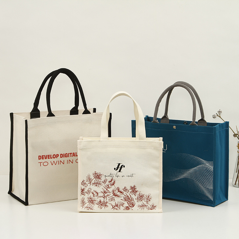 帆布包彩印logo 广告宣传购物彩色手提棉布袋 底帆布袋