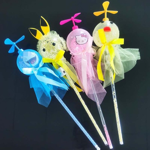 New cartoon windmill starry sky ball magic wand push stall night market scan code gift luminous toy supply wholesale